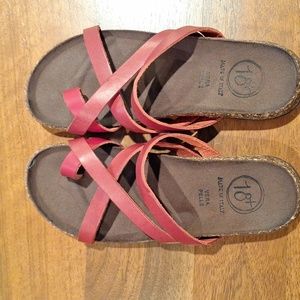 Brand new made in Italy red leather sandals